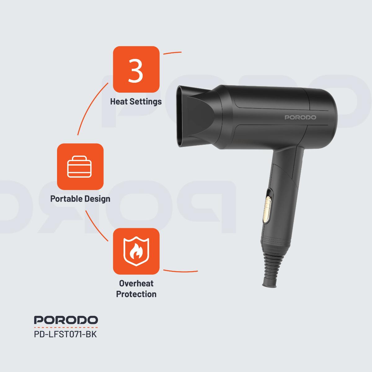 Porodo Lifestyle 1200W Foldable Hair Dryer