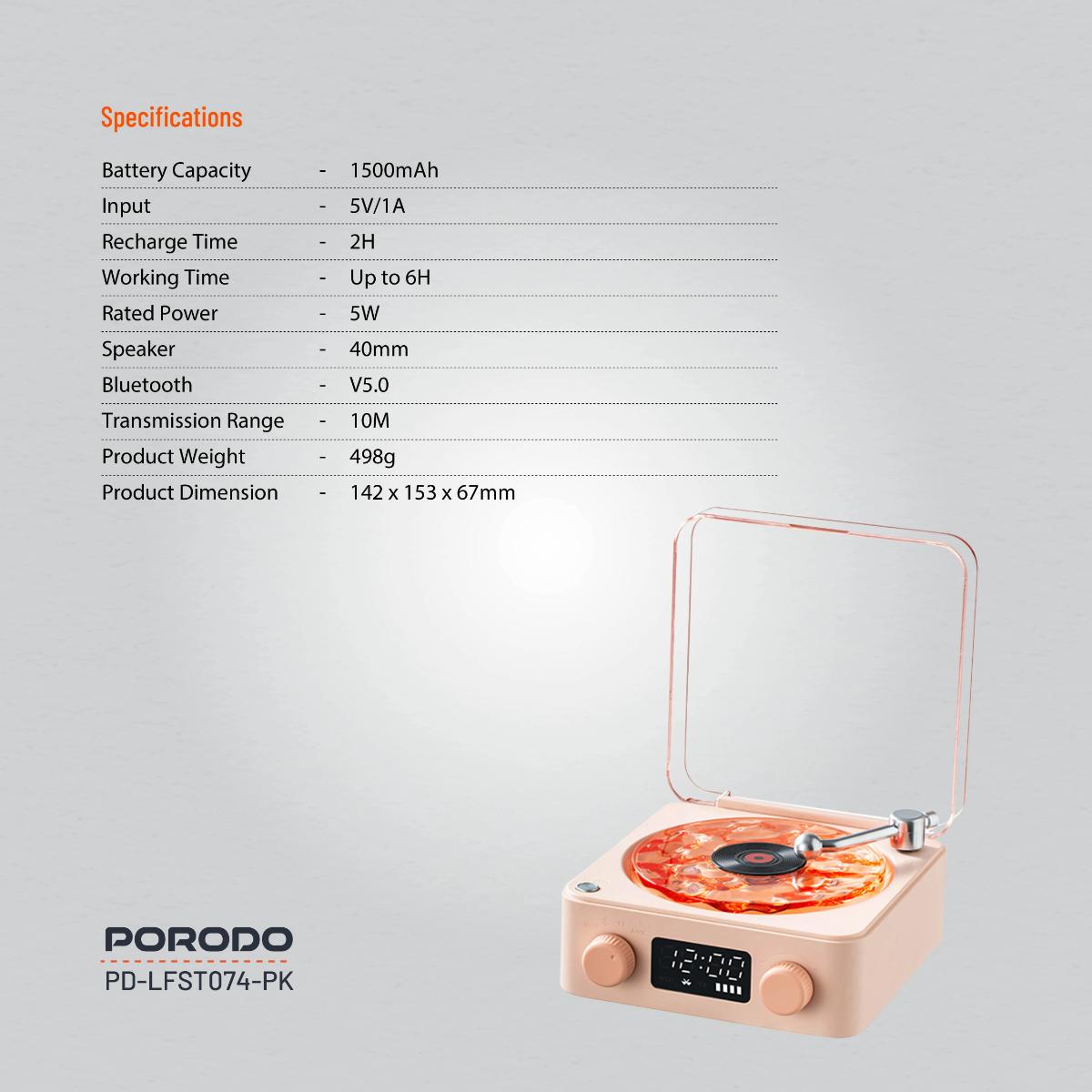 Porodo Lifestyle White Noise Portable Speaker