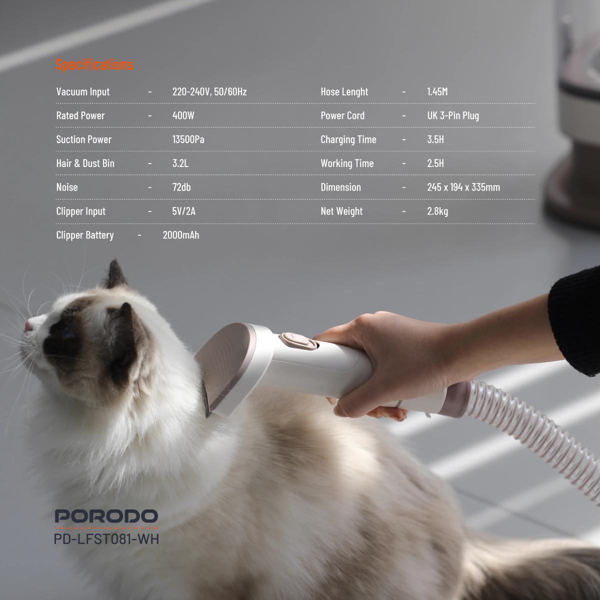 Porodo  Pet Grooming Kit Trimmer & Vacuum