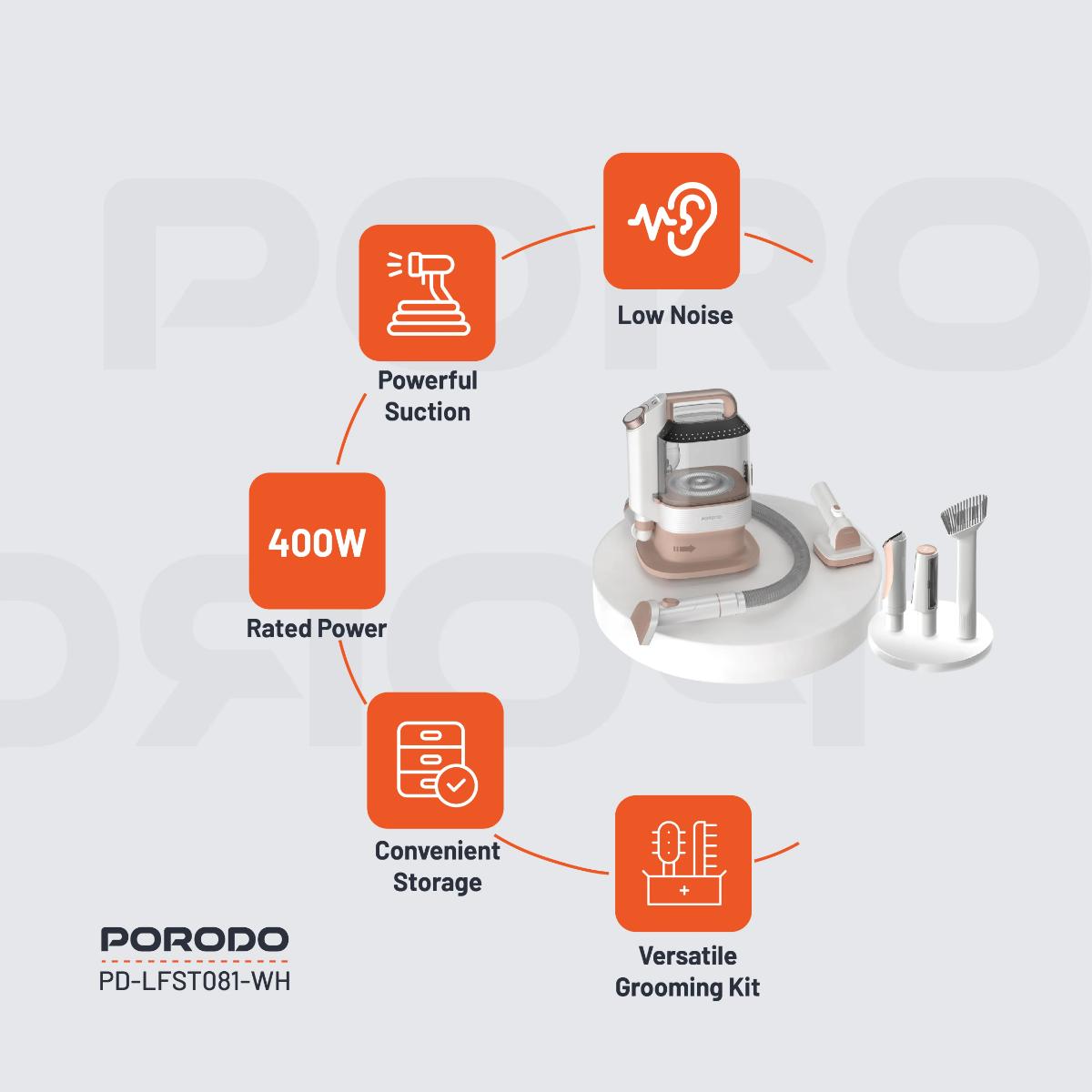 Porodo  Pet Grooming Kit Trimmer & Vacuum