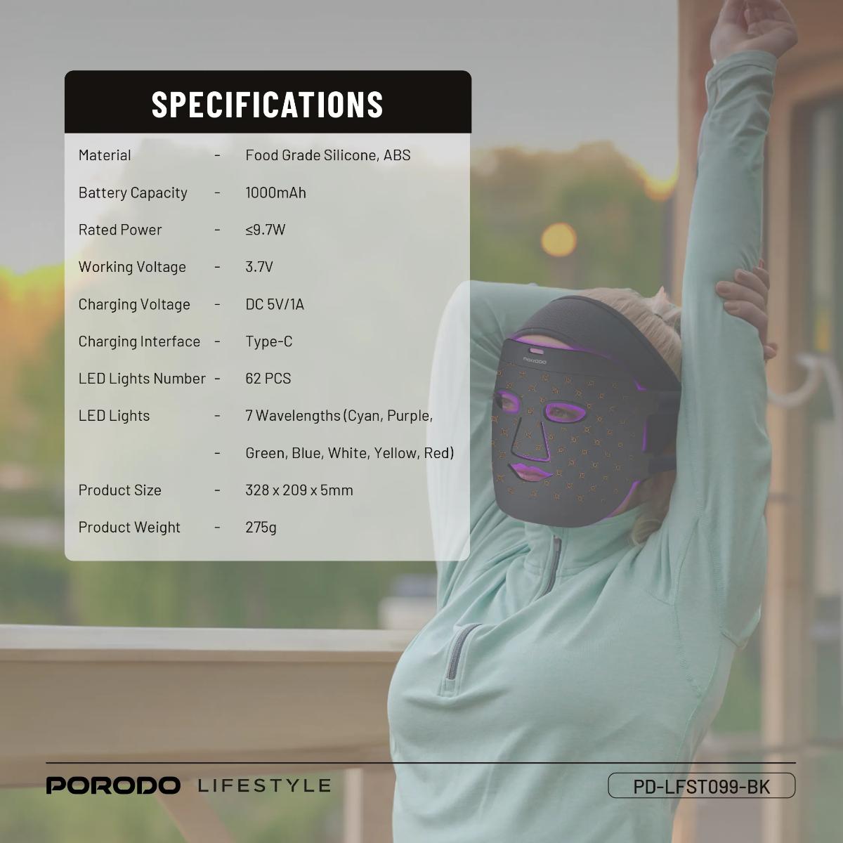 Porodo Lifestyle Red Light Therapy Face Mask