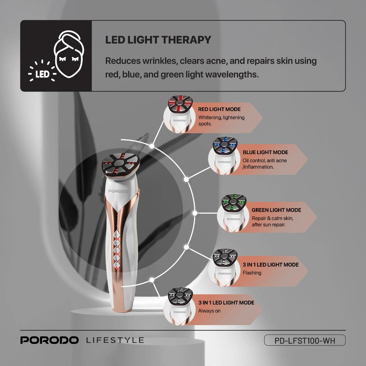 Porodo Lifestyle 4-in-1 RF & EMS Facial Rejuvenation Device