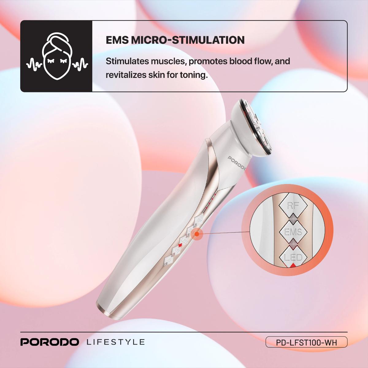 Porodo Lifestyle 4-in-1 RF & EMS Facial Rejuvenation Device
