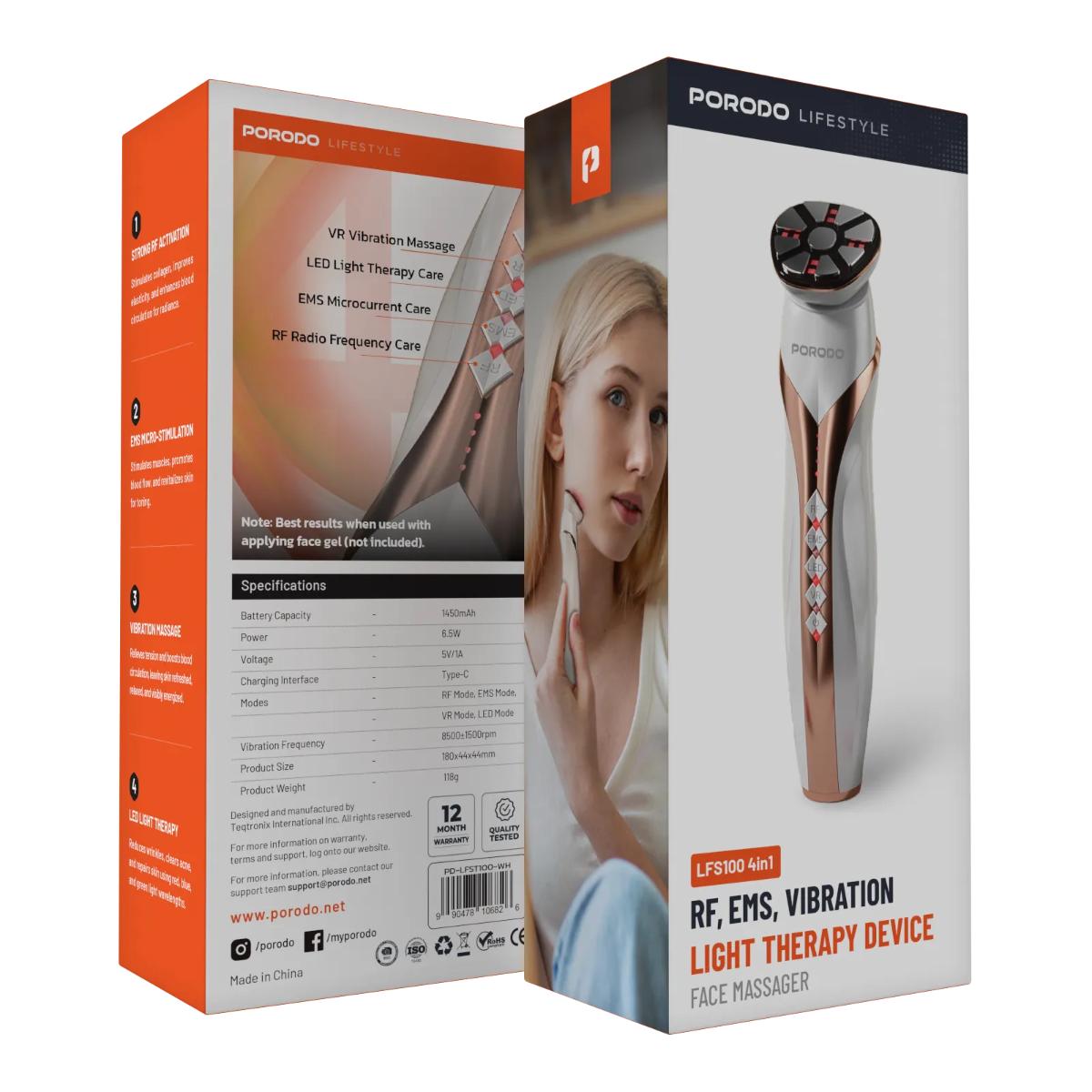 Porodo Lifestyle 4-in-1 RF & EMS Facial Rejuvenation Device
