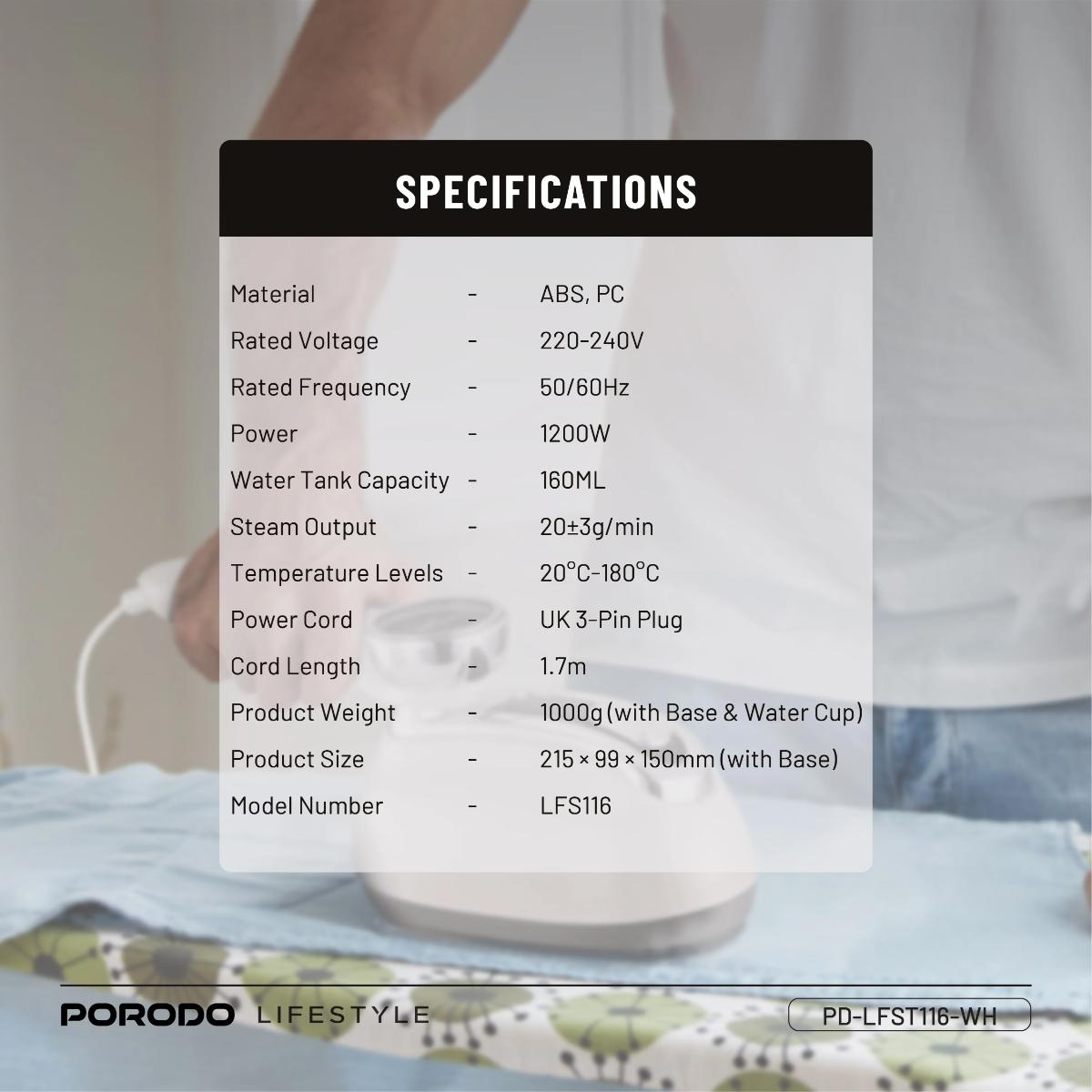Porodo  Retro Thermometer Steam & Heat Iron