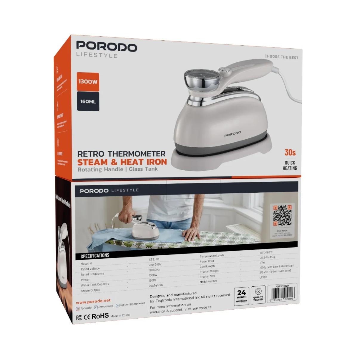 Porodo  Retro Thermometer Steam & Heat Iron