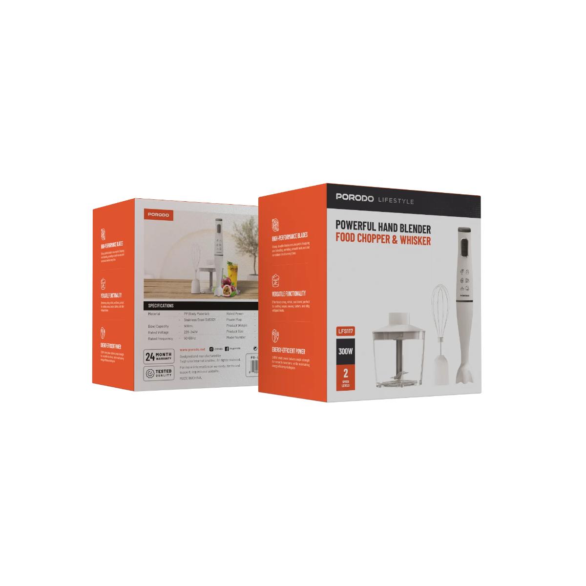Porodo Lifestyle 3-in-1 Hand Blender & Food Chopper