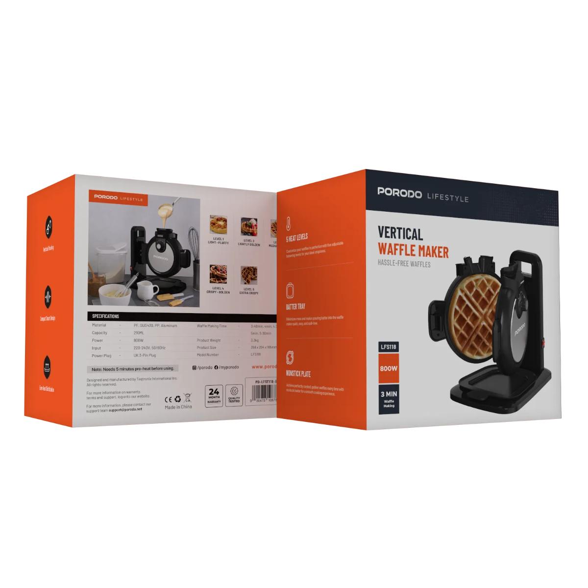 Porodo Lifestyle Vertical Waffle Maker