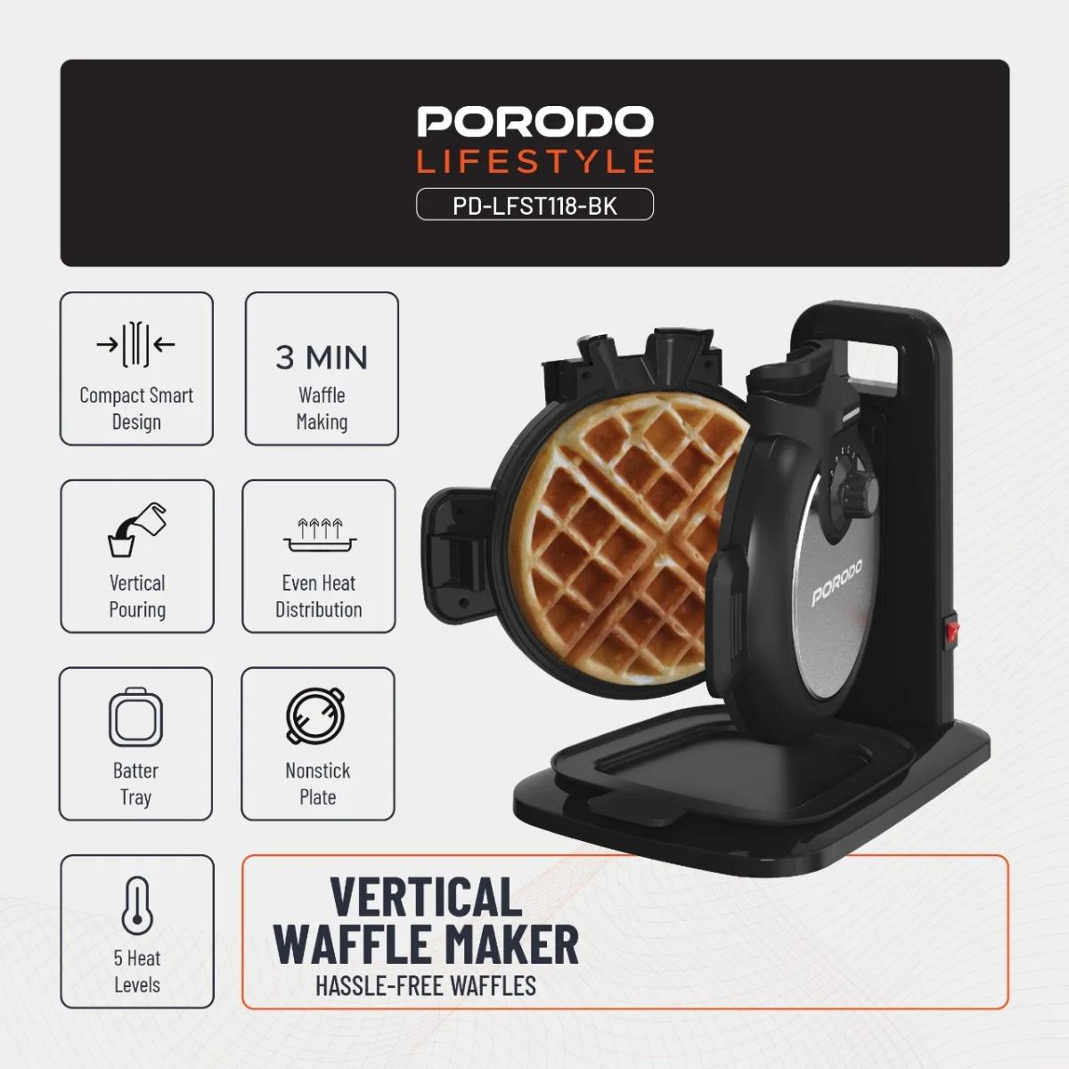Porodo Lifestyle Vertical Waffle Maker