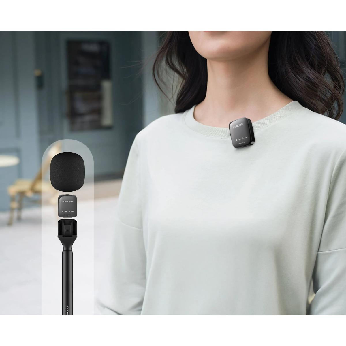Porodo Two-Device Connect Handheld Lavalier Microphone