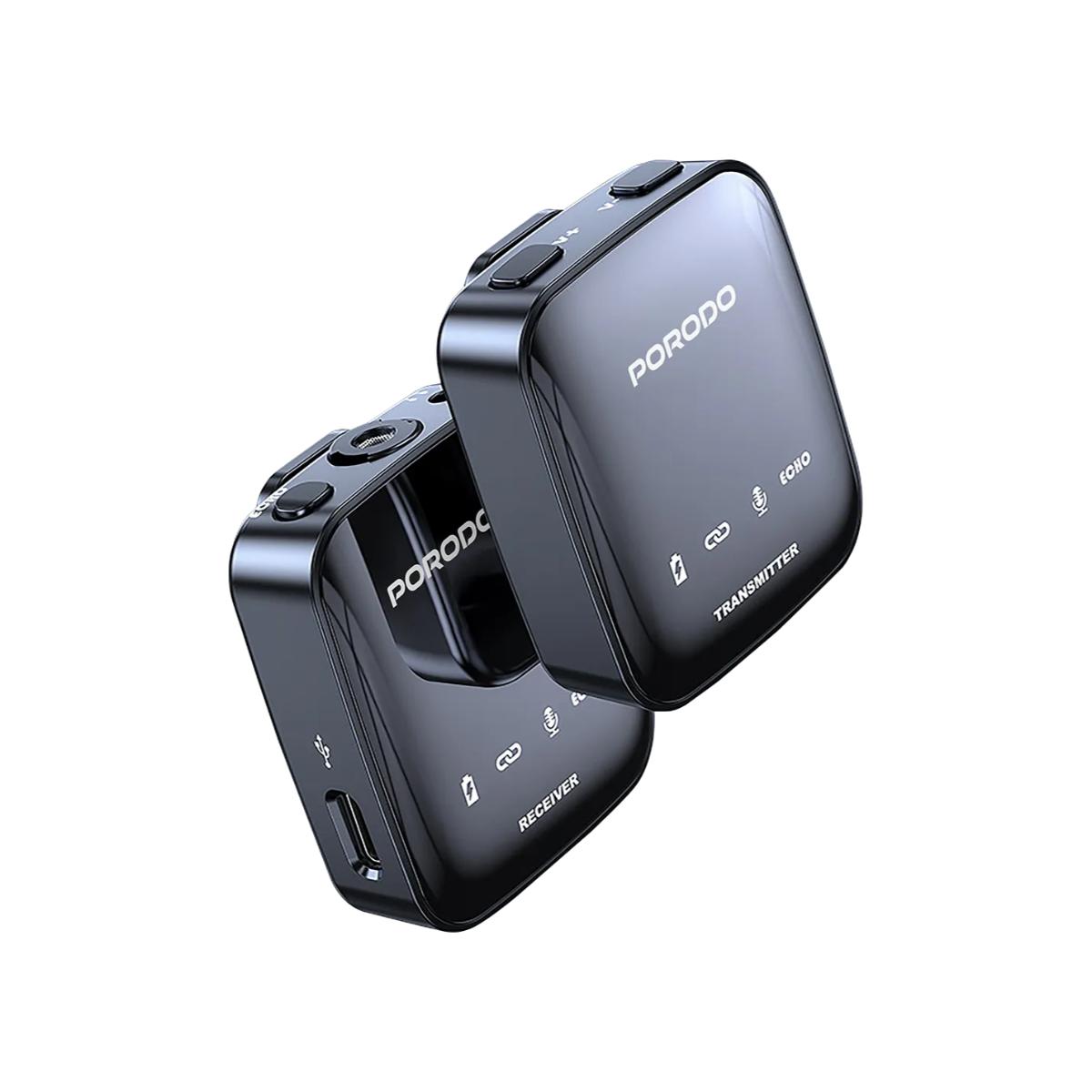 Porodo Two-Device Connect Handheld Lavalier Microphone