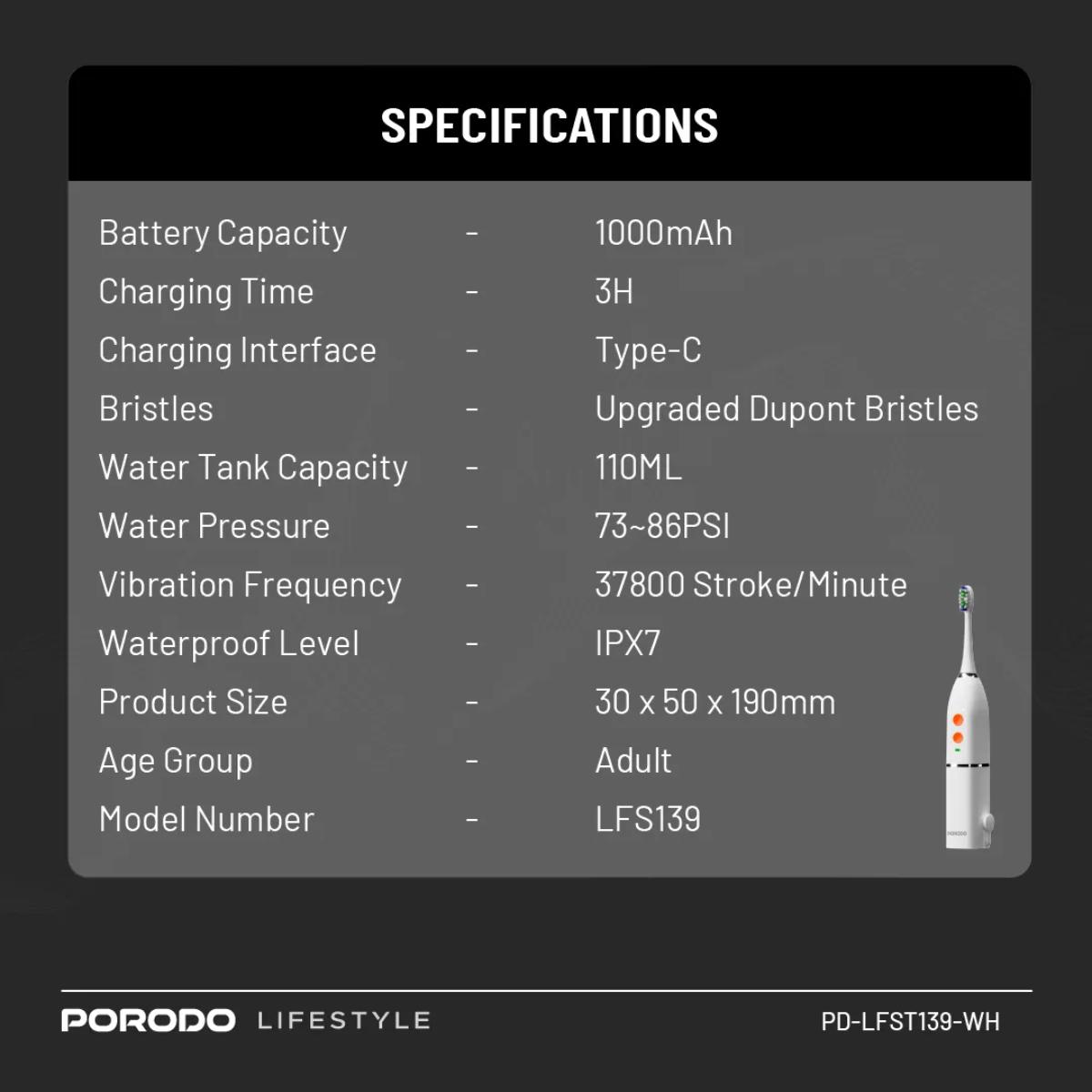 Porodo Lifestyle Water Floss  Toothbrush