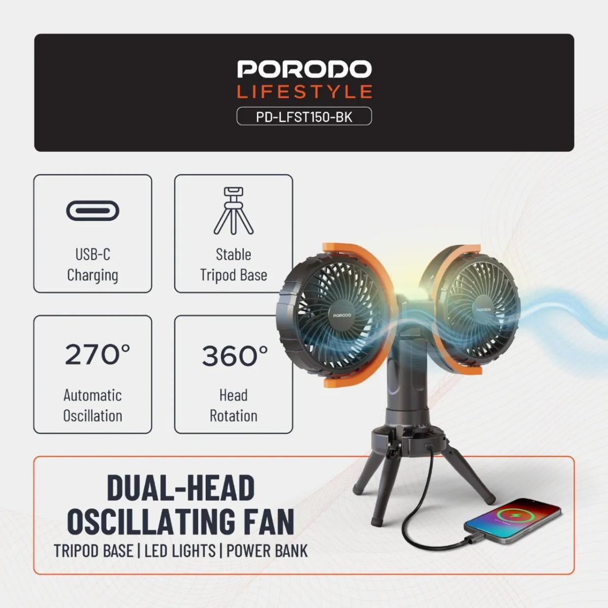 Porodo  Dual-Head Oscillating Fan