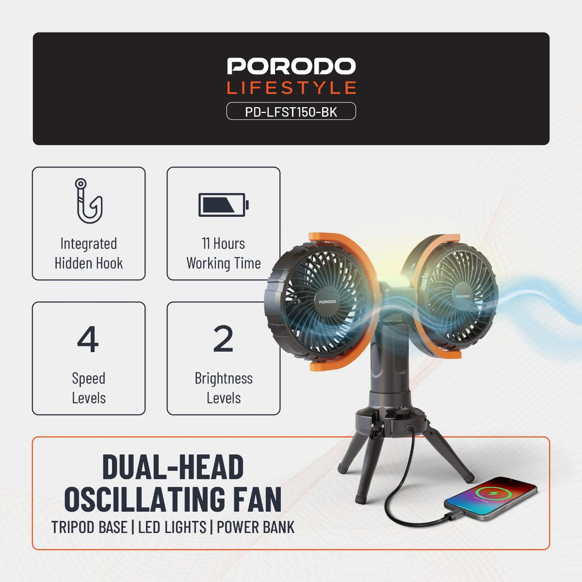 Porodo  Dual-Head Oscillating Fan