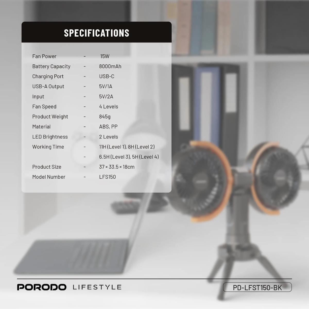 Porodo  Dual-Head Oscillating Fan
