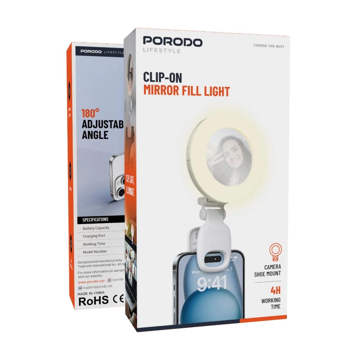 Porodo Lifestyle Clip-On Mirror Fill Light