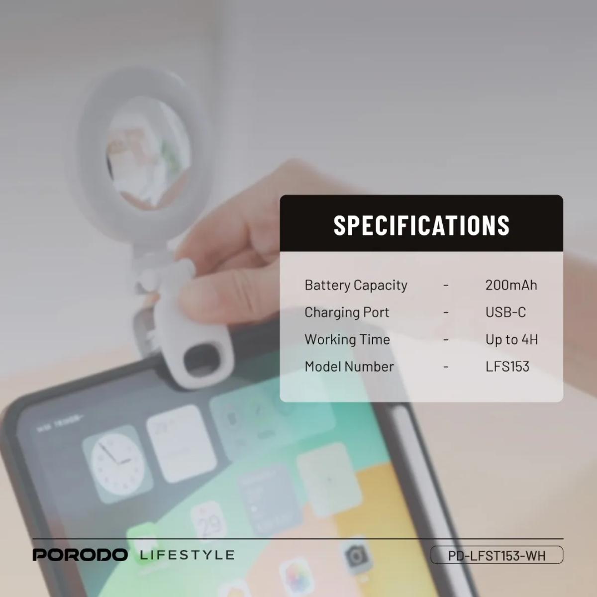 Porodo Lifestyle Clip-On Mirror Fill Light