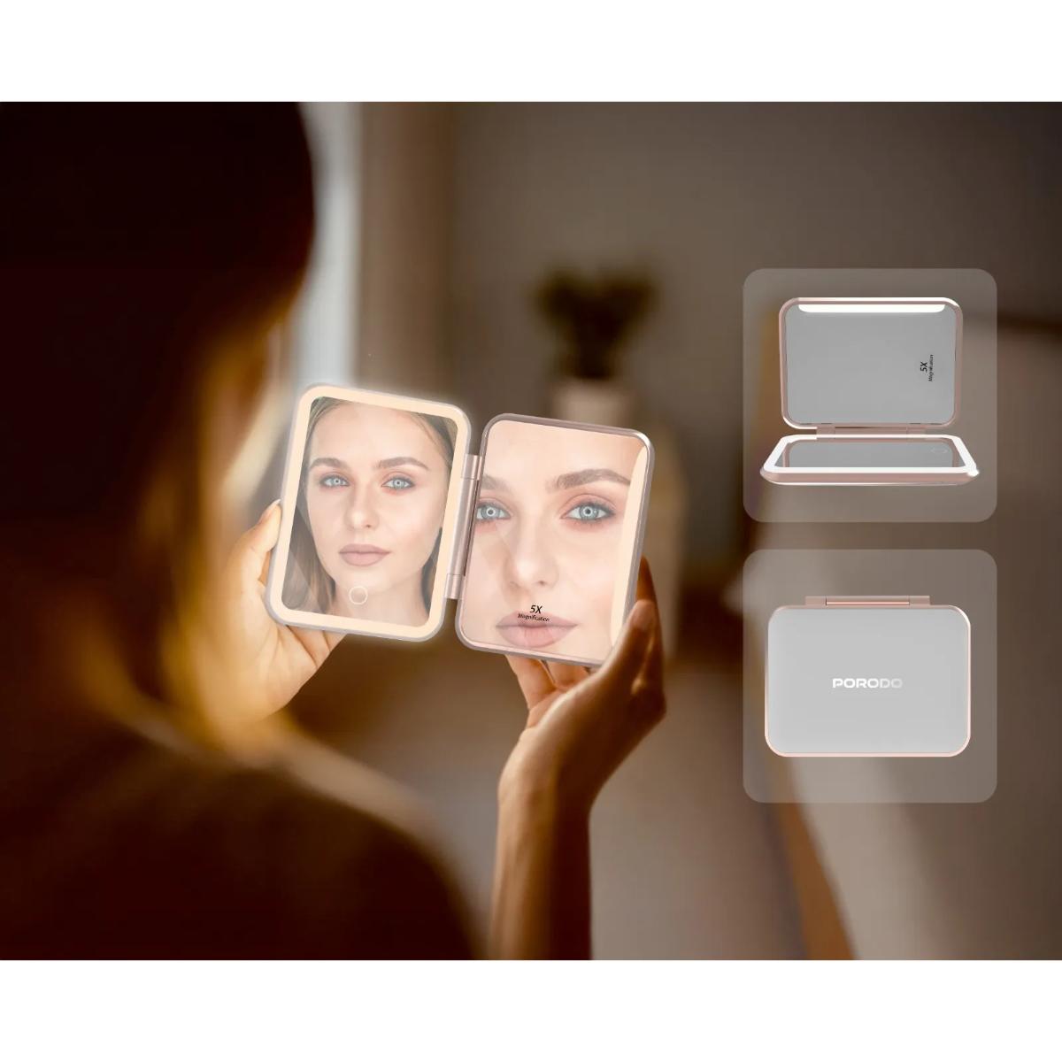 Porodo 2-in-1 LED Magnifying Makeup Mirror