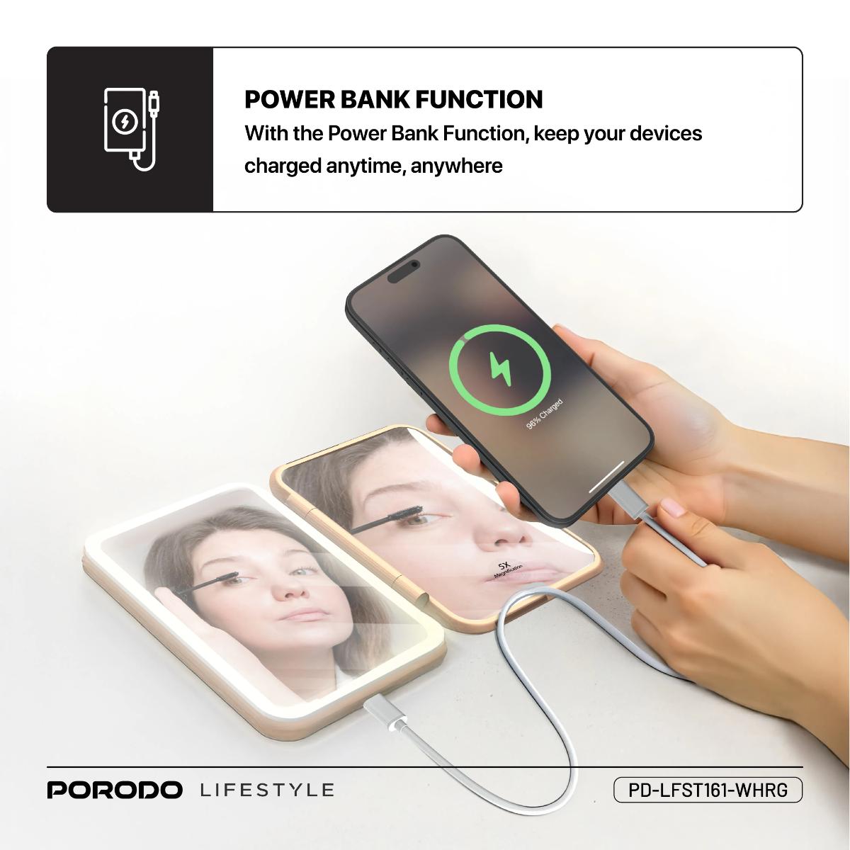 Porodo 2-in-1 LED Magnifying Makeup Mirror