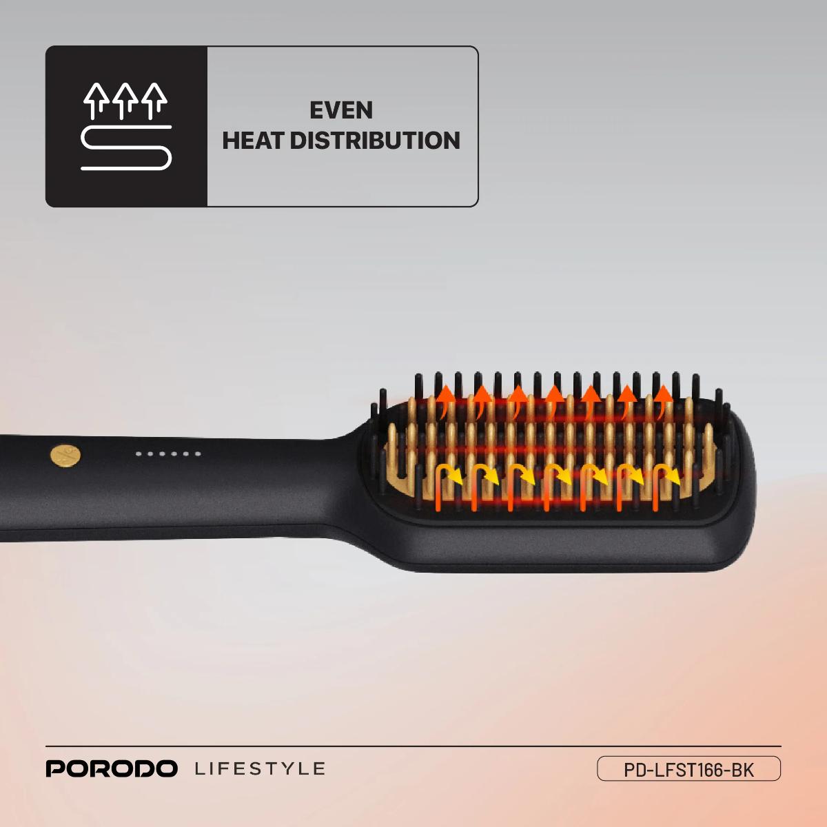 Porodo Lifestyle Electric Heated Hair Straightener Brush
