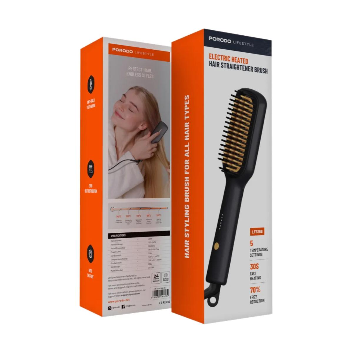 Porodo Lifestyle Electric Heated Hair Straightener Brush