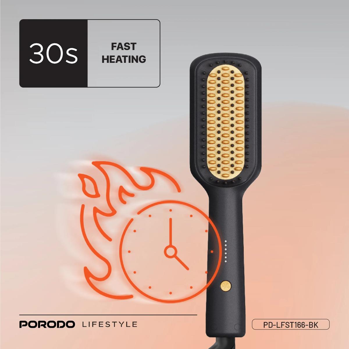 Porodo Lifestyle Electric Heated Hair Straightener Brush