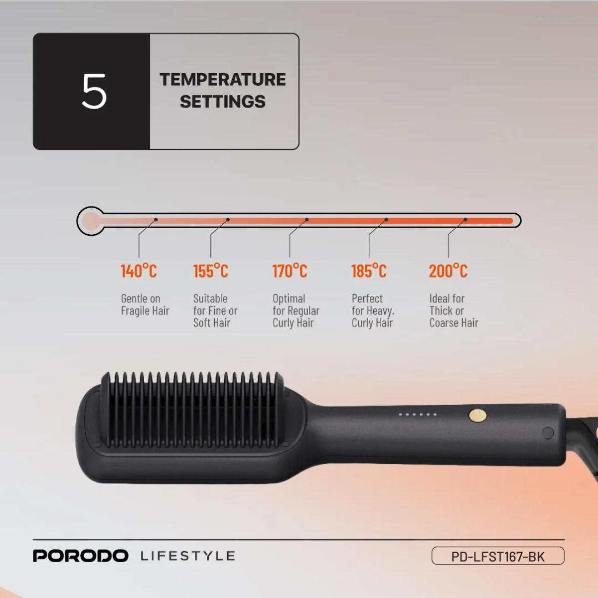Porodo Lifestyle Electric Heated Hair Straightener Comb