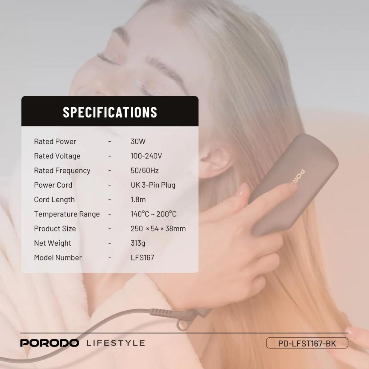 Porodo Lifestyle Electric Heated Hair Straightener Comb