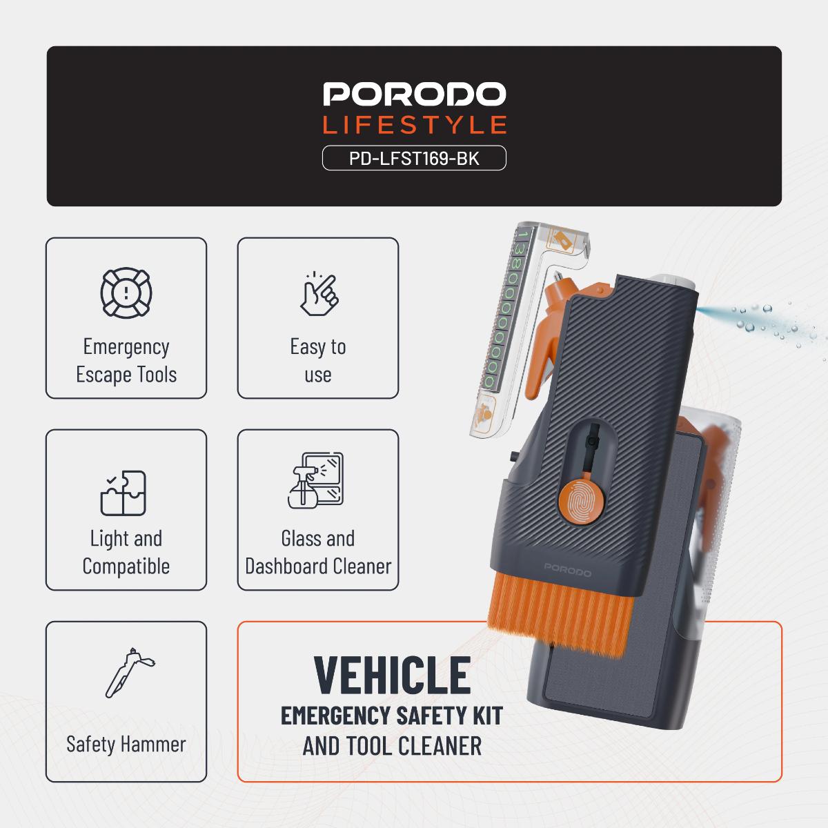 Porodo Lifestyle Vehicle Emergency Safety kit