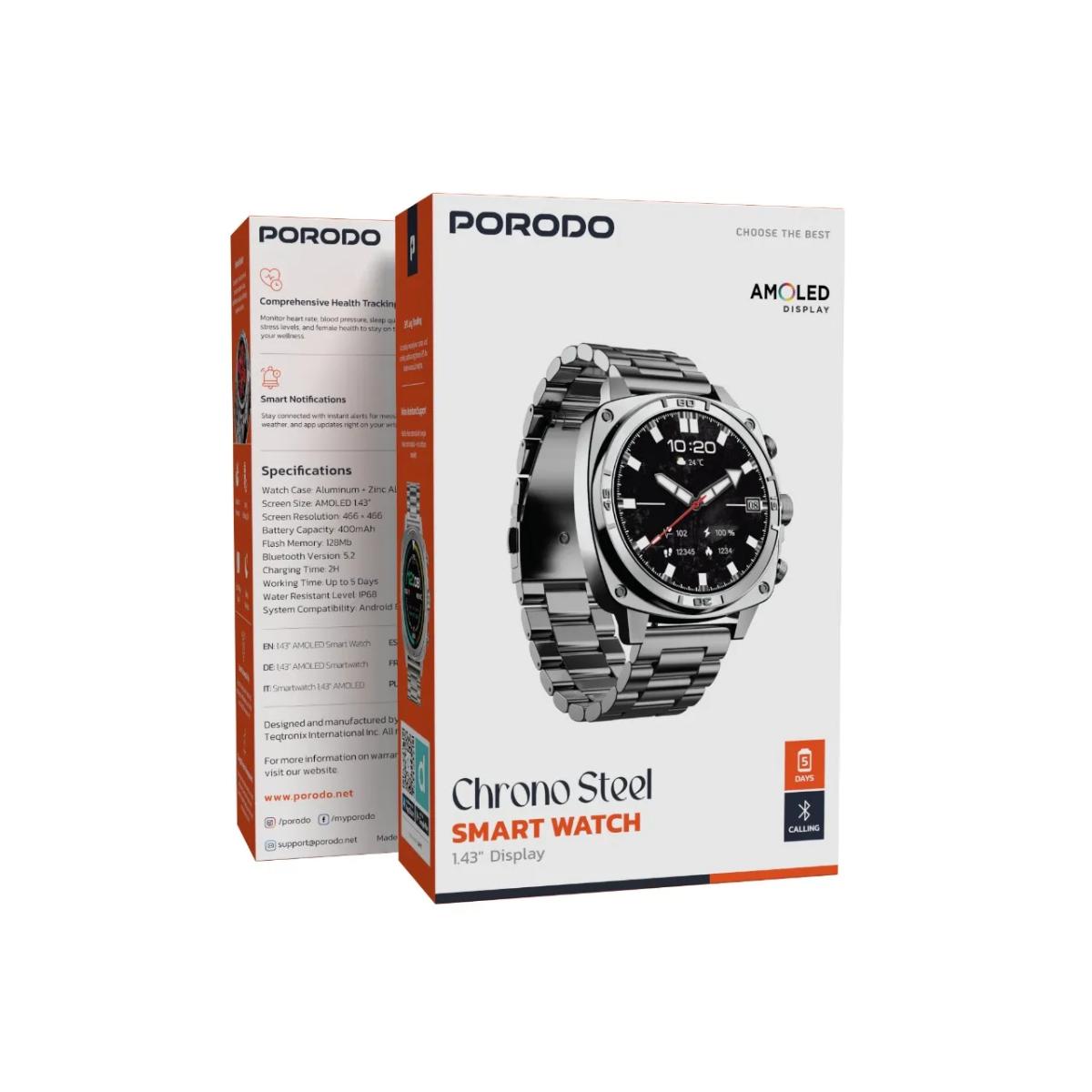 Porodo Chrono Steel Smart Watch