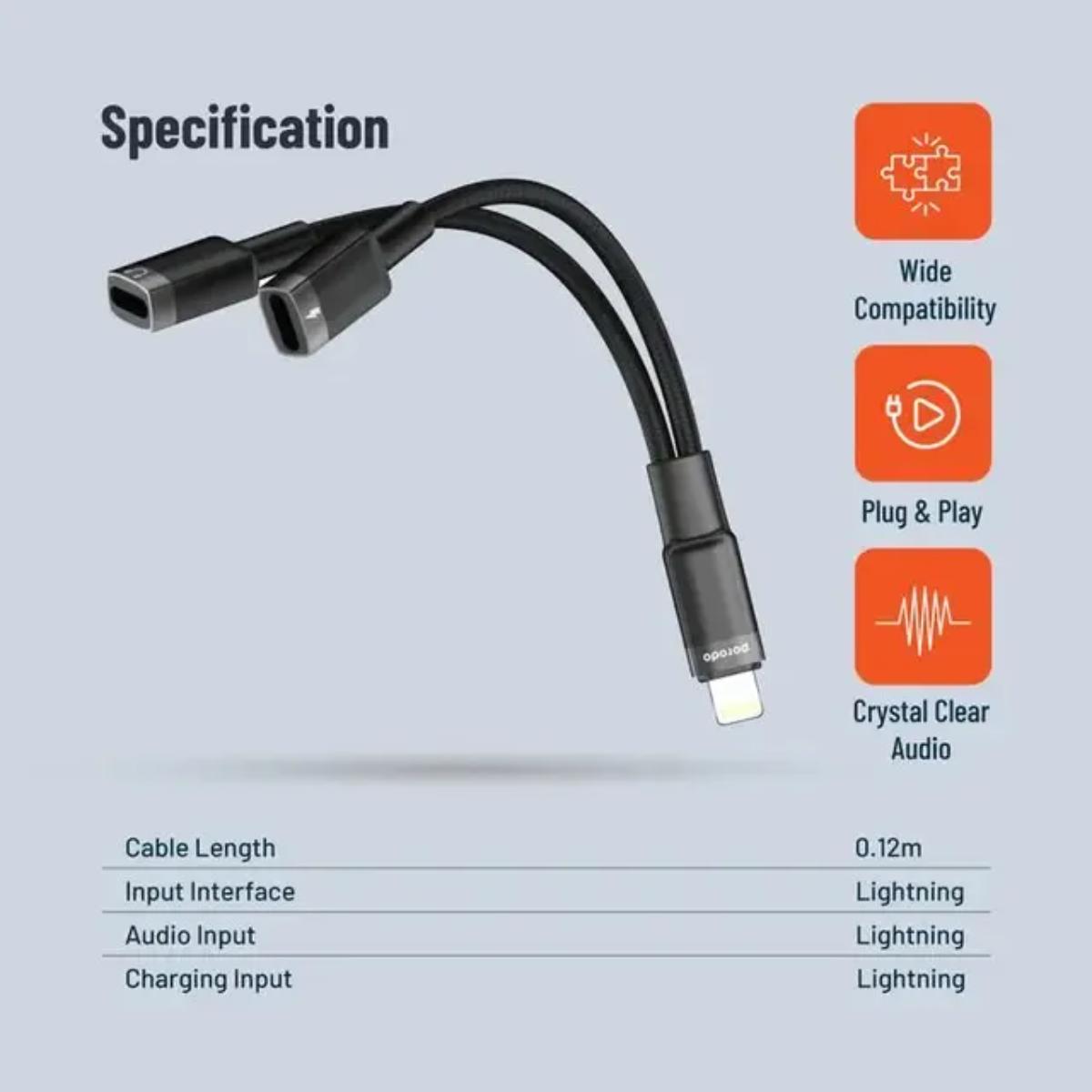 Porodo Lightning Audio + Charge Adapter