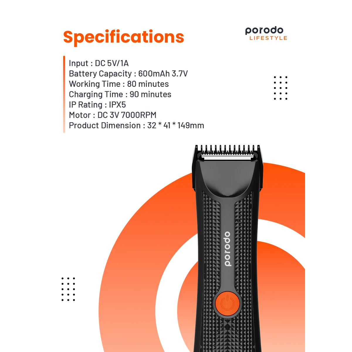 Porodo Lifestyle Sensitive Parts Hair Trimmer