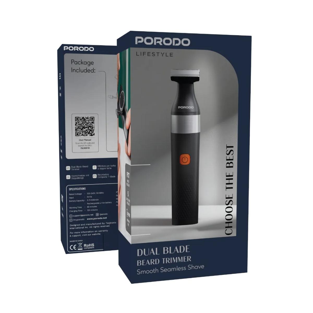 Porodo Lifestyle Dual Blade Waterproof Beard Trimmer
