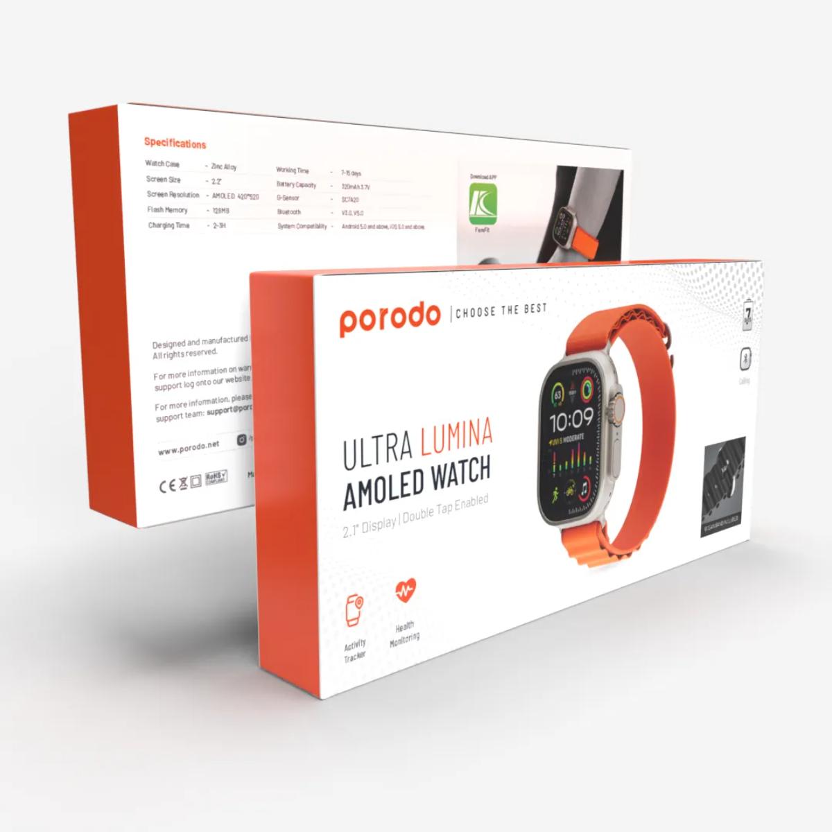 Porodo Ultra Lumina Smartwatch – 2.2" AMOLED Display