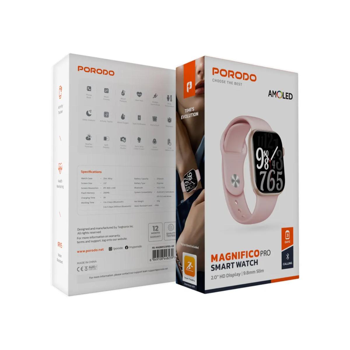 Porodo Jet Black Magnifico Pro Smart Watch