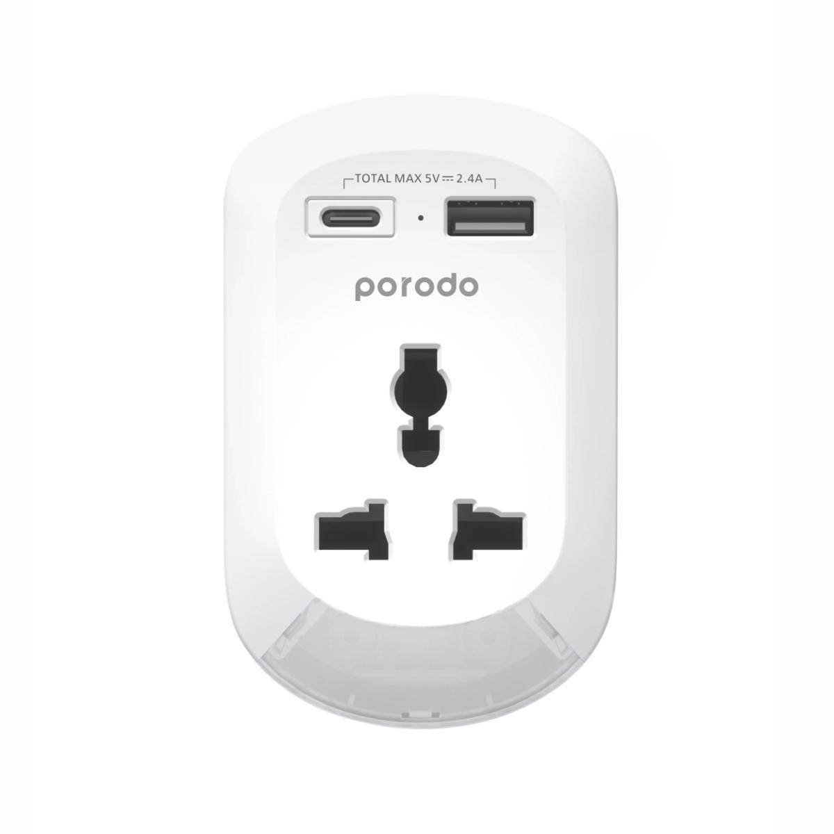 Porodo Universal AC Adapter with Nightlight