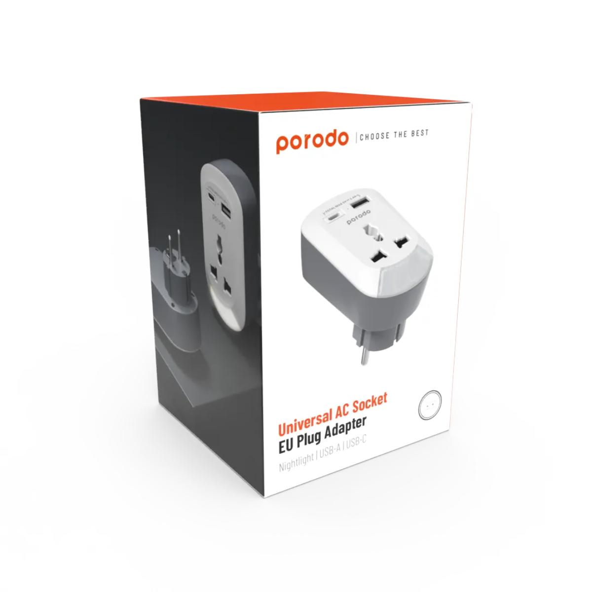 Porodo Universal AC Adapter with Nightlight