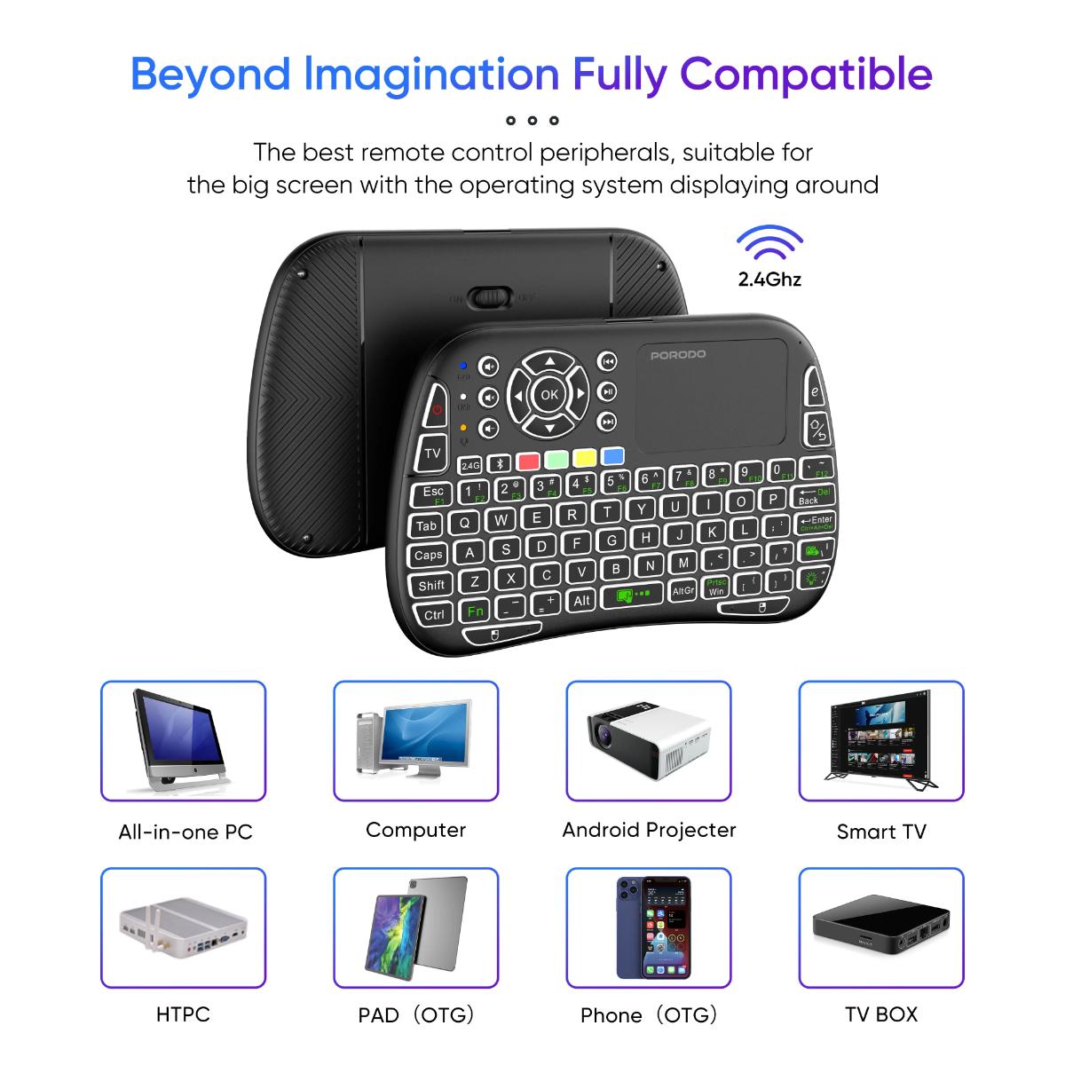 Porodo Universal Keyboard Remote & Mouse