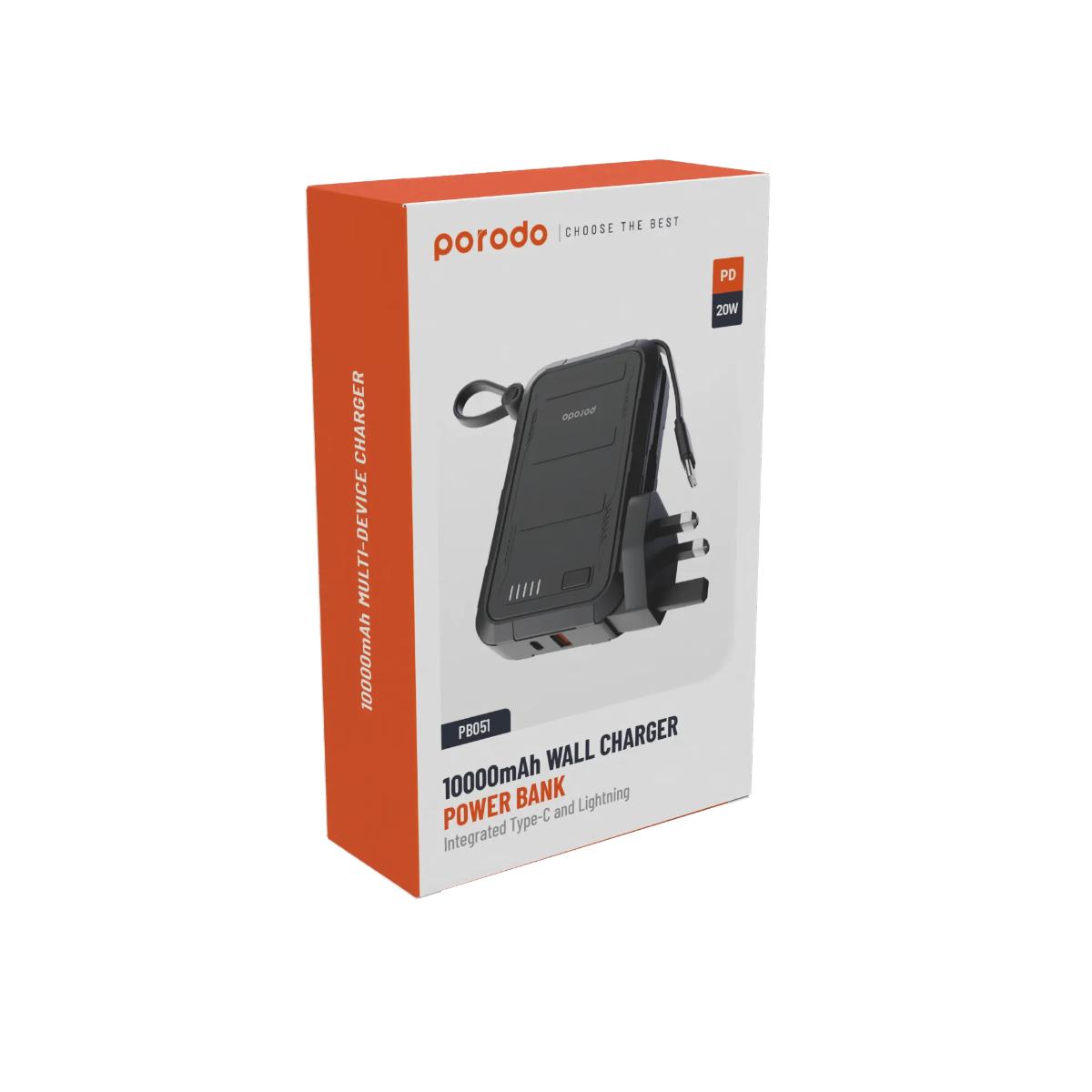 Porodo 10,000mAh Wall Charger & Power Bank