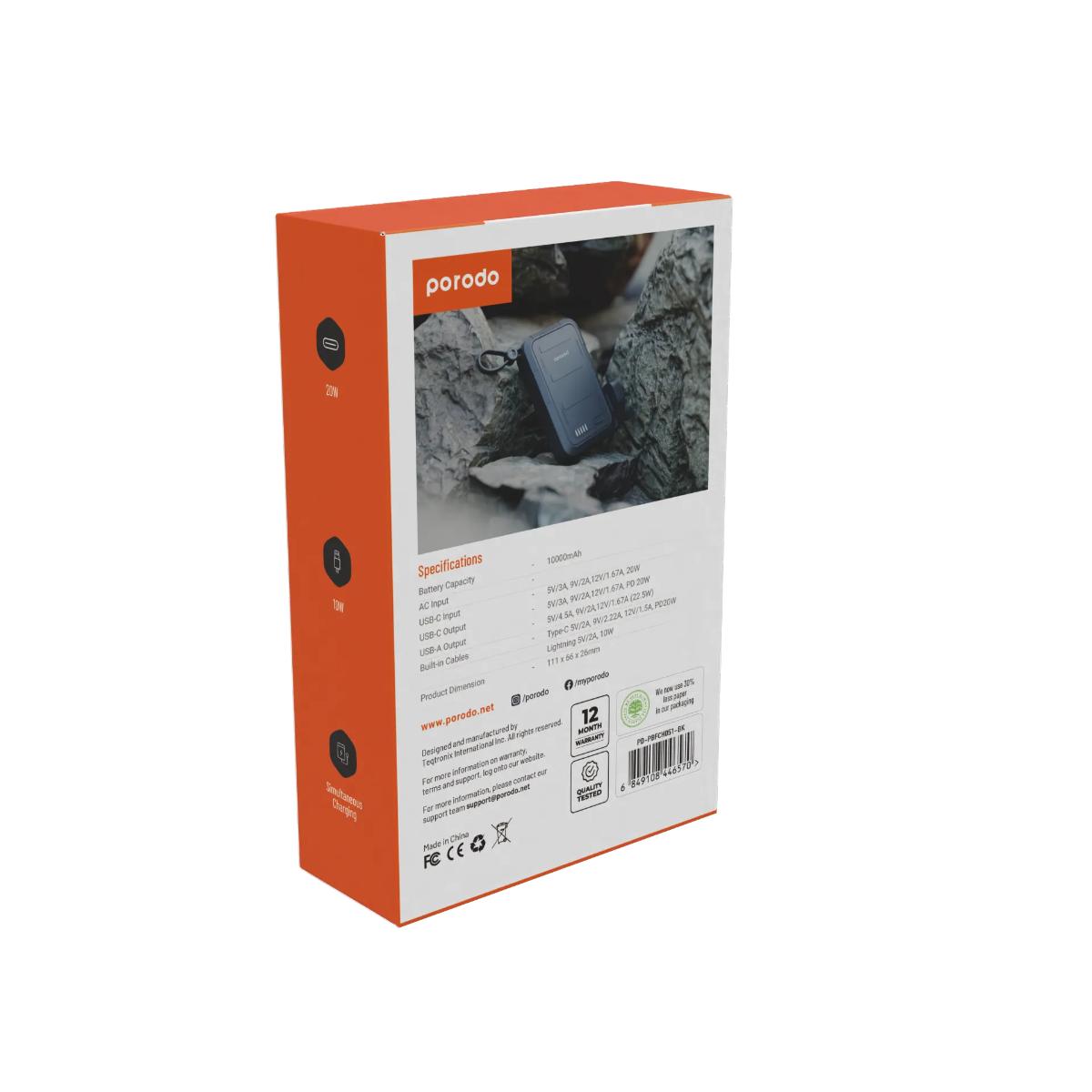 Porodo 10,000mAh Wall Charger & Power Bank