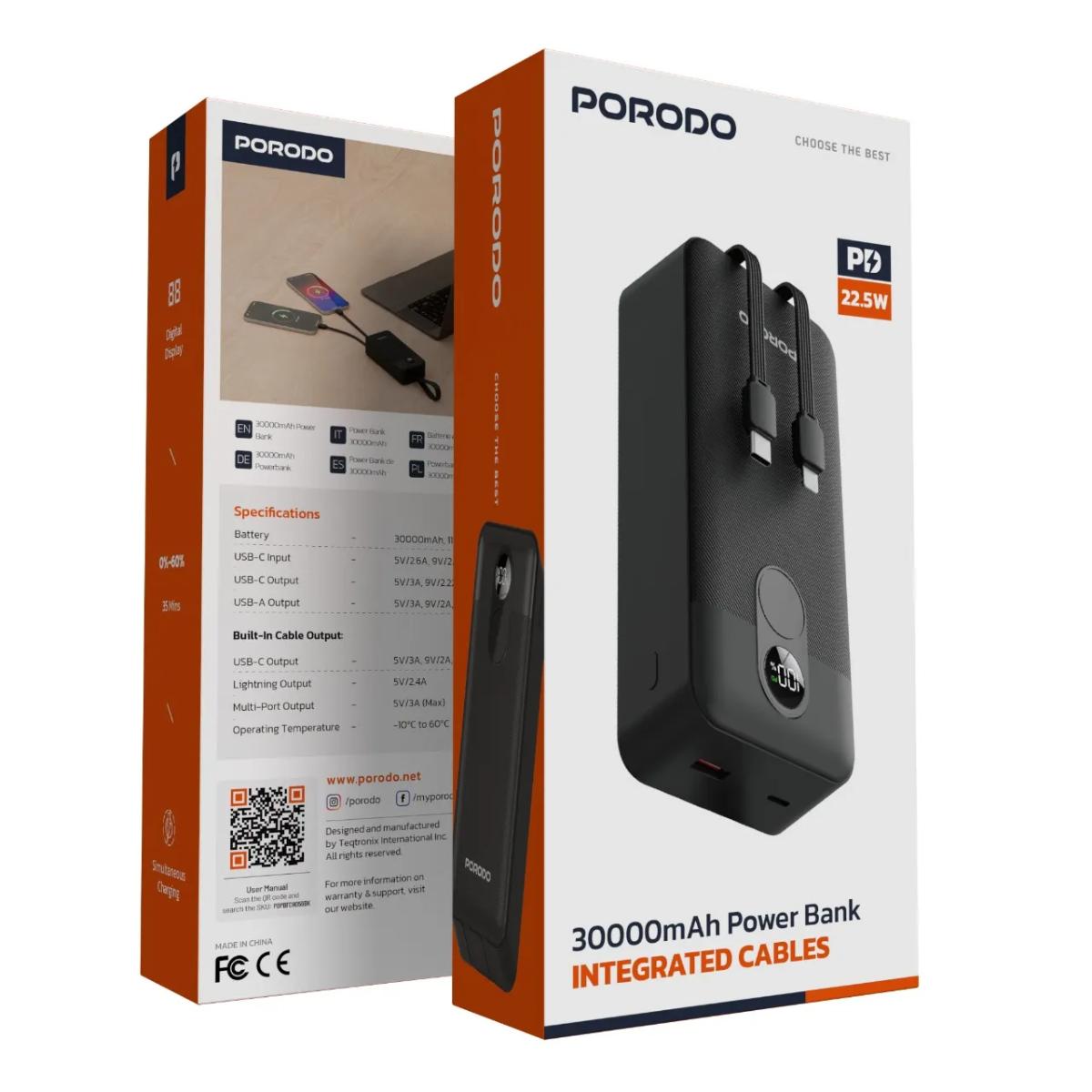 Porodo 30000mAh 22.5W Fast Charging Power Bank