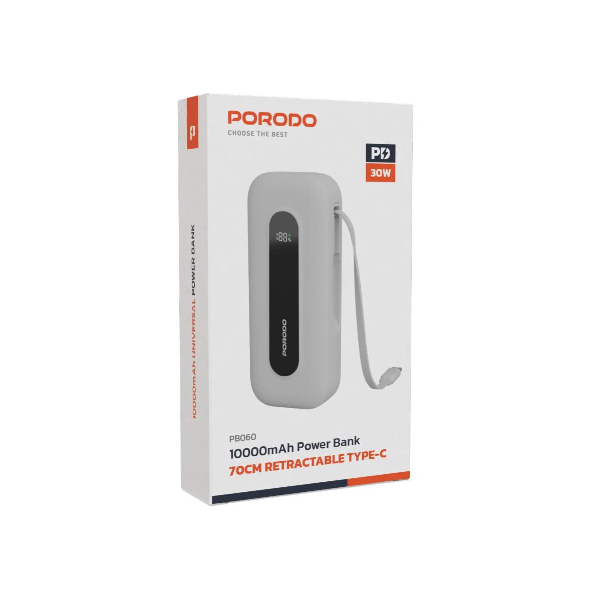 Porodo 22.5W 10000mAh Retractable Type-C Power Bank