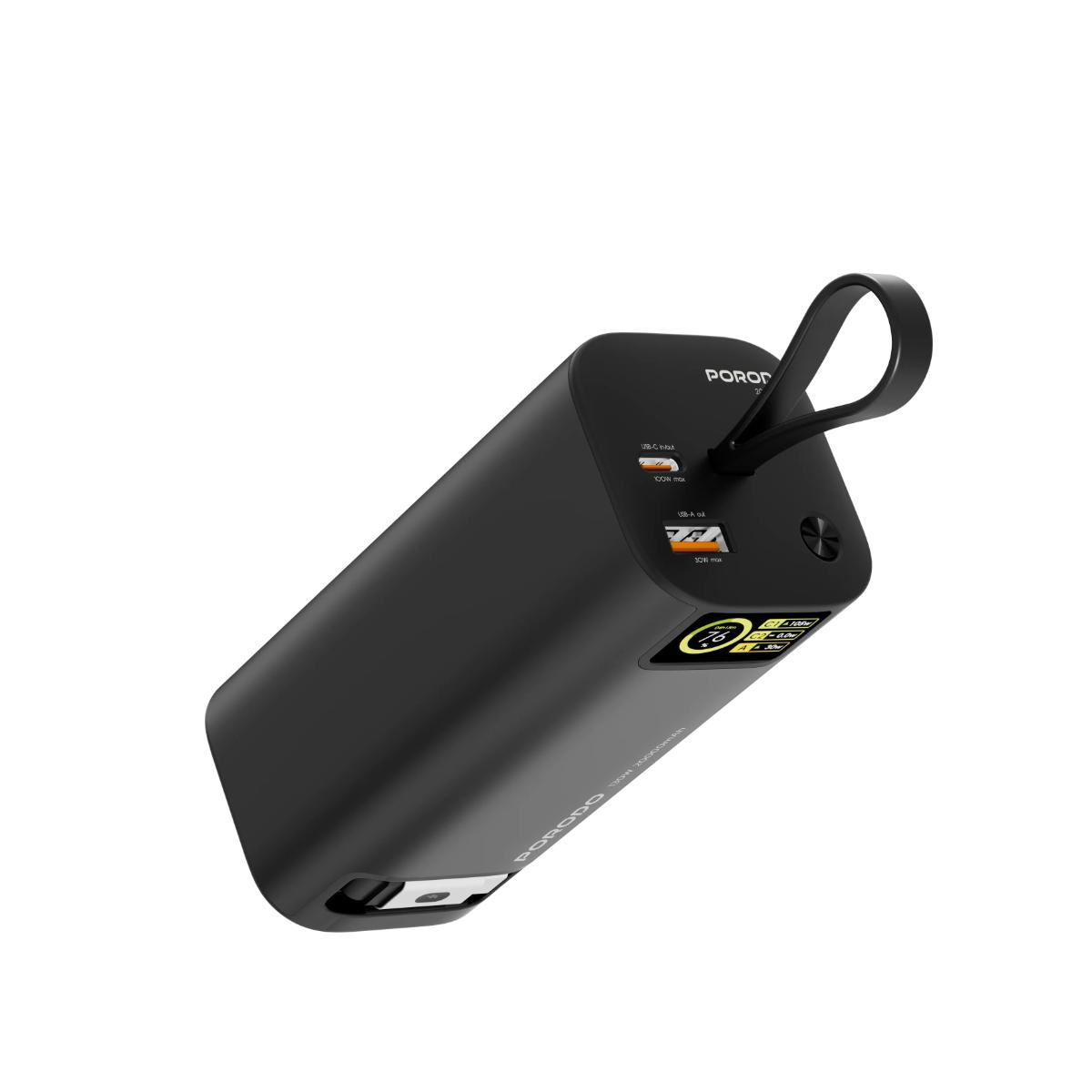 Porodo 130W 20000mAh Power Bank with Retractable USB-C Cable