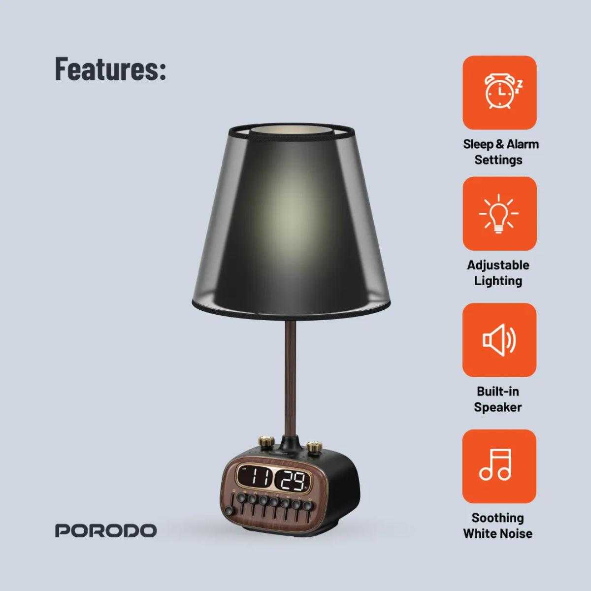 Porodo Lifestyle Retro Desk Lamp White-Noise & BT Speaker