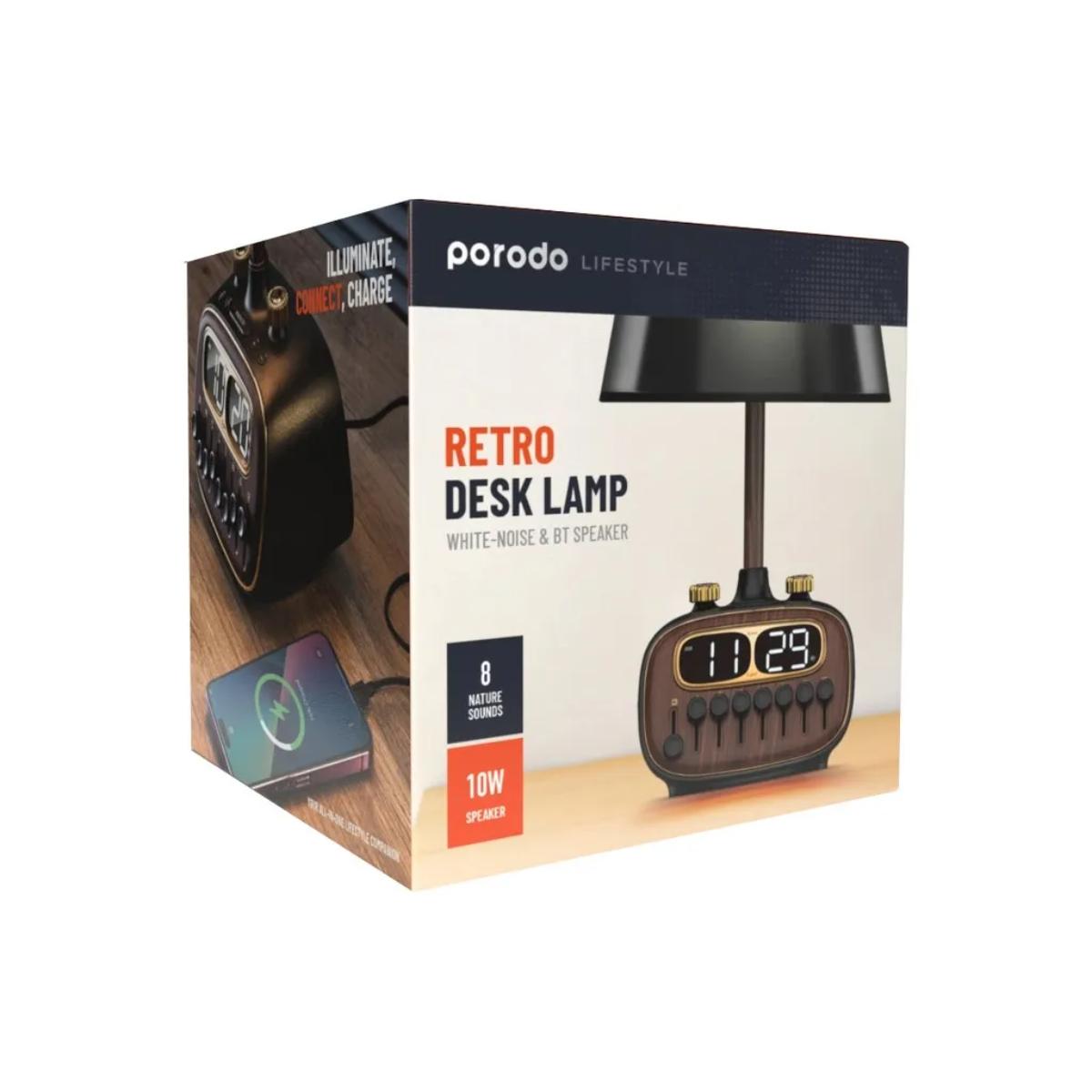 Porodo Lifestyle Retro Desk Lamp White-Noise & BT Speaker
