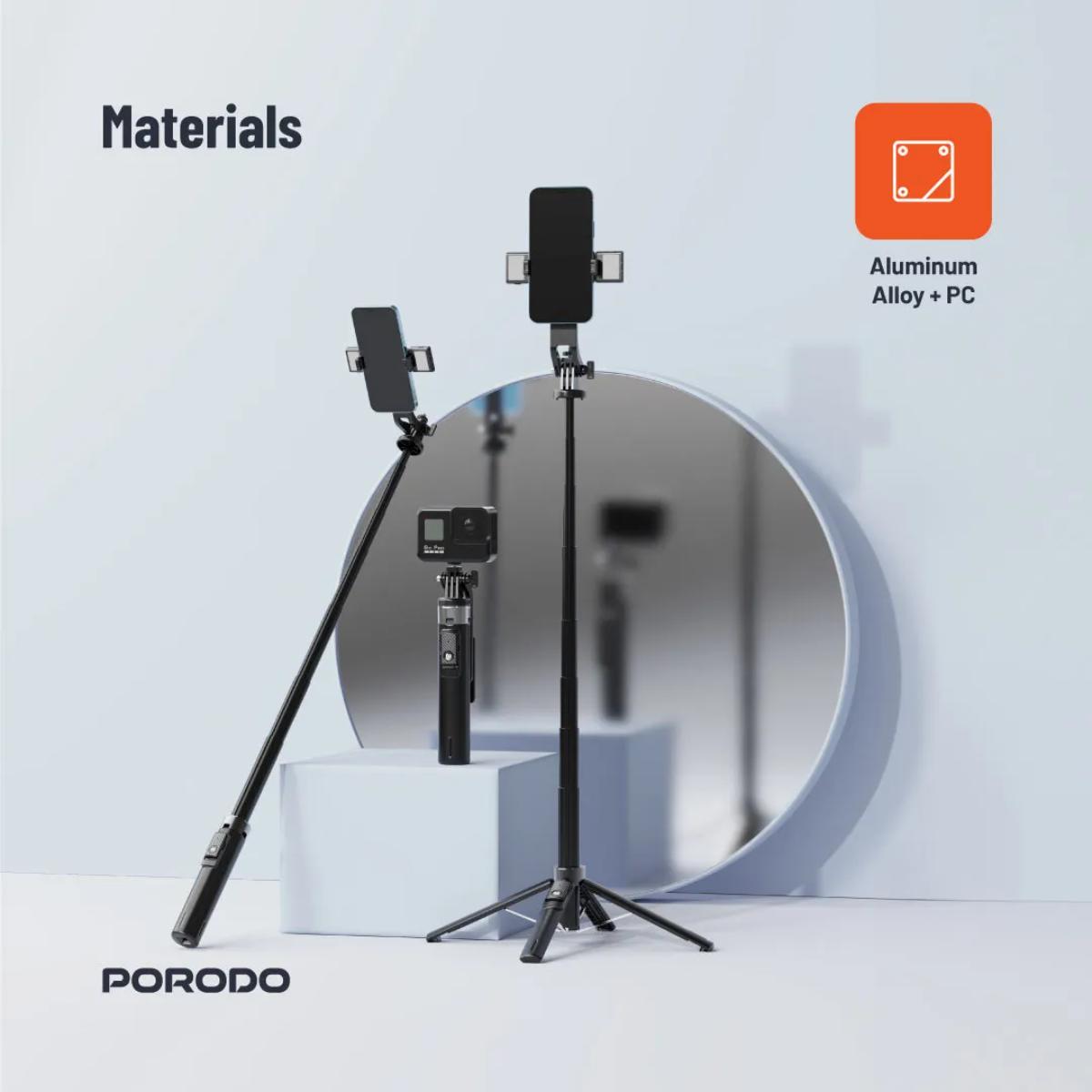 Porodo Dual Lighting Selfie Stick Remote Shutter