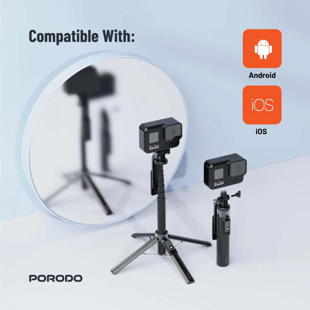 Porodo Dual Lighting Selfie Stick Remote Shutter