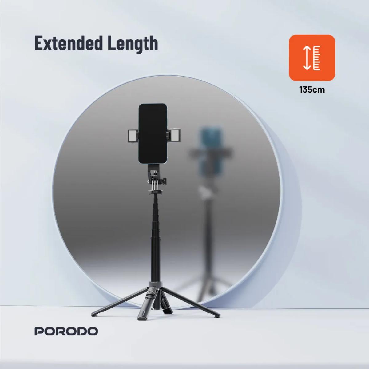 Porodo Dual Lighting Selfie Stick Remote Shutter