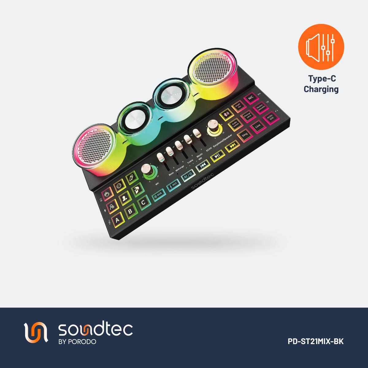 Porodo Audiolink Multi-Platform Audio Mixer & Speaker
