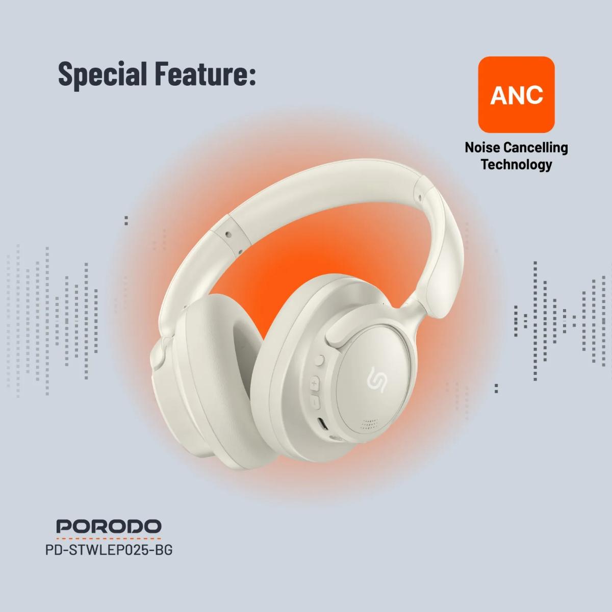 Porodo  Zen Active Noise-Cancellation Wireless Headphones